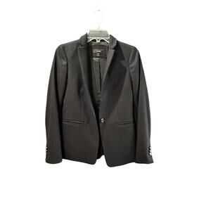 J.Crew Women's Black Italian Stretch Wool Parke One Button Blazer Coat Size 00